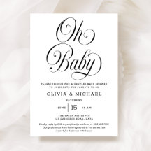 Oh Baby Elegant Script B&W Neutral Baby Shower
