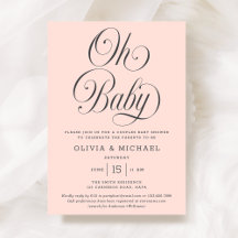 Oh Baby Elegant Script Blush Pink Girl Baby Shower