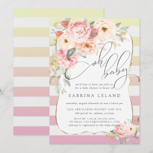 Convites Oh Baby Floral Cor-de-Ombre Amarela