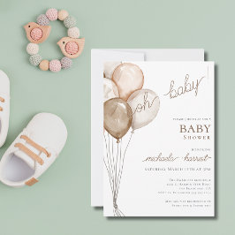 Convites Oh, Baby Gender Neutral Balloon Chá de fraldas