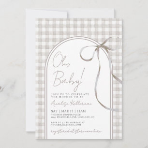 Convites Oh Baby Gingham Chás de Bebê