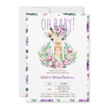 Oh Baby GIRAFFE com Flores Roxas Chá Moderno