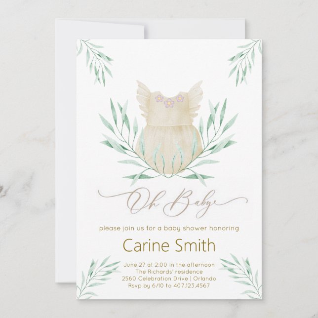 Convites Oh Baby Girl Chá de fraldas (Frente)