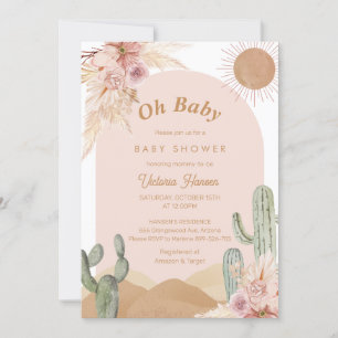 Convites Oh Baby Girl Desert Chá de fraldas Sudoeste Boho