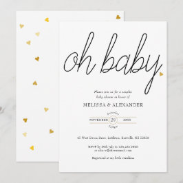 Convites Oh Baby Gold Amor Coração Casais Chás de Bebê