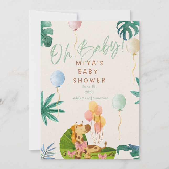 Convites Oh Baby! Jungle Safari Baby Shower Invitation (Frente)