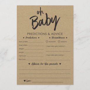 Convites Oh Baby Kraft Predictions and Advice Card