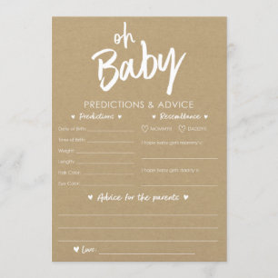 Convites Oh Baby Kraft Predictions and Advice Card
