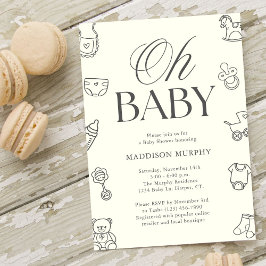 Convites Oh Baby Minimal Gender Neutral Baby Shower
