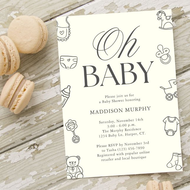 Convites Oh Baby Minimal Gender Neutral Baby Shower (Criador carregado)