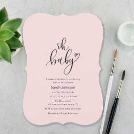 Convites Oh Baby! Minimal Typography Pink Baby Shower