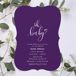 Convites Oh Baby! Minimal Typography Purple Baby Shower