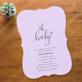 Convites Oh Baby! Minimal Typography Purple Baby Shower