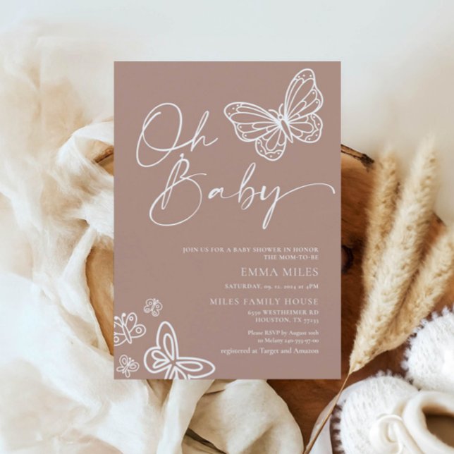 Convites Oh Baby Minimalist Chá de fraldas Invance (Criador carregado)
