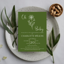 Convites Oh Baby Minimalist Wildflower Baby Shower