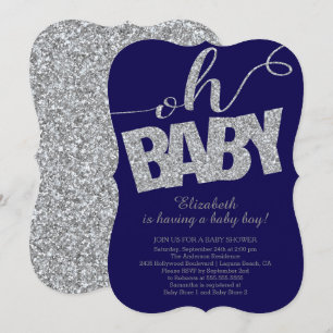 Convites Oh Baby Modern Glitter Boys Chá de fraldas Convit