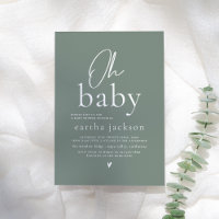 Oh Baby Modern Script Sage Green Boho Chá de frald