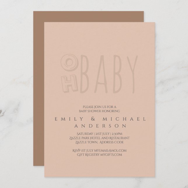 Convites Oh Baby Modern Typografia Casal de Script (Frente/Verso)