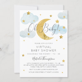 Convites Oh Baby Moon & Stars theme Virtual Baby Shower