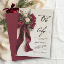 Oh Baby Natal Caligrafia Laço Vermelho Chás de Beb