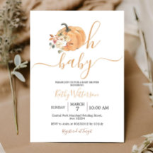 Oh Baby Orange Pumpkin Floral Chá de fraldas