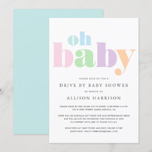 Convites Oh Baby Pastel Mínimo Movimento Moderno Por Chá