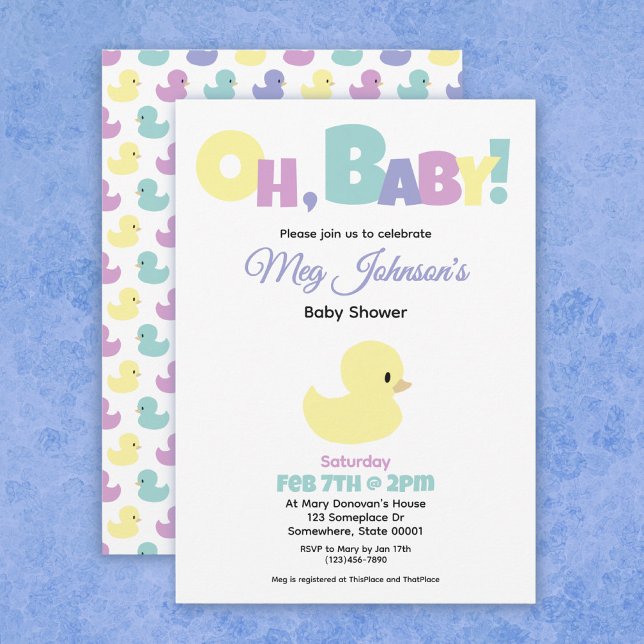 Convites Oh Baby Pato de Borracha Chuvinha de Bebê Sem Gêne (Criador carregado)