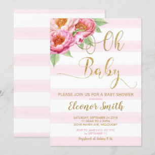 Convites Oh Baby Peony Chá de fraldas Floral Garota do Con