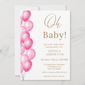 Convites Oh baby! Pink Gold girl baby shower