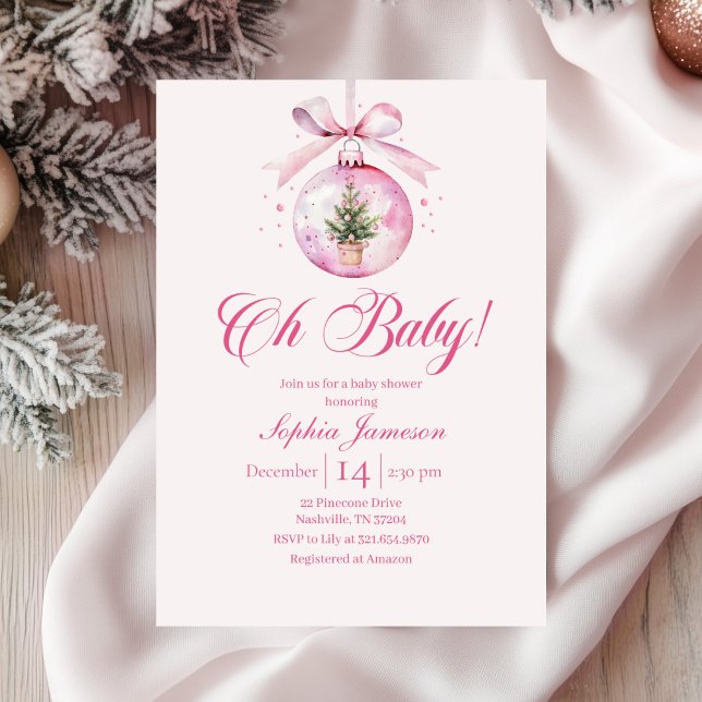 Convites Oh Baby Pink Holiday Baby Shower (Criador carregado)
