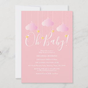 Convites Oh Baby Pink Twinkle Twinkle Baby Shower/Chá de Be