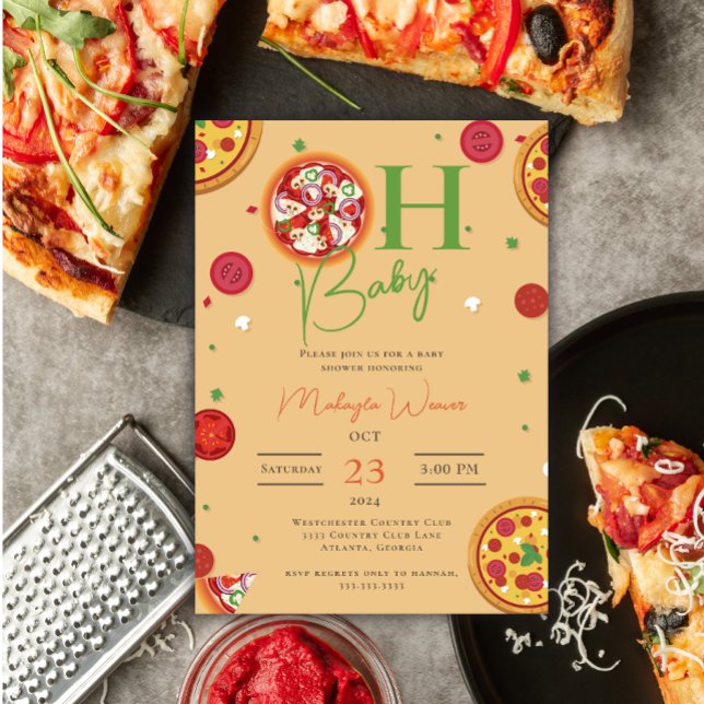 Convites Oh Baby Pizza Pacificadores legal Chá de fraldas (Criador carregado)