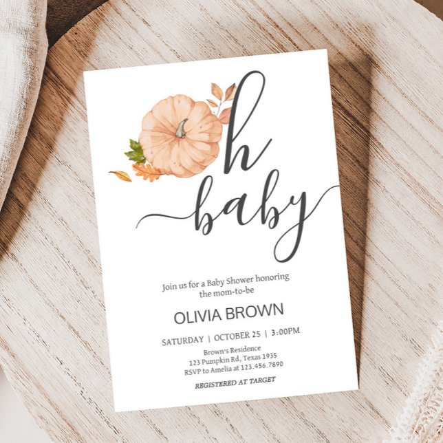 Convites Oh Baby Pumpkin Fall Baby Shower (Oh Baby Pumpkin Fall Autumn Baby Shower Invitation)
