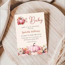 Convites Oh Baby Pumpkin Fall Floral Pink Chá de fraldas