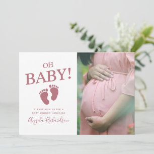 Convites Oh Baby Rose Gold Personalizado Foto Menina Chuvad