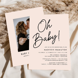 Convites Oh Baby Script Blush Chá de fraldas de Fotografia 