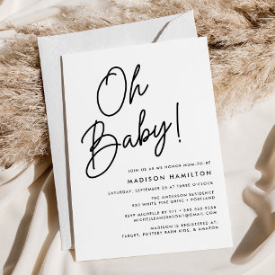 Convites Oh Baby Script Minimalist Baby Shower