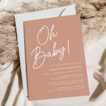 Oh Baby Script Terracotta Chá de fraldas Minimalis