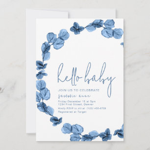 Convites Oh Baby Simple Dark Blue Chá de fraldas Invite