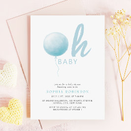 Convites Oh Baby Soft Pastel Blue Balloon Baby Boy Shower