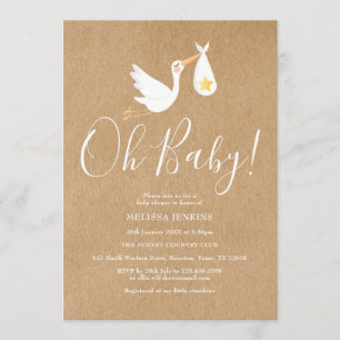 Convites Oh Baby Stork Churrasco de Bebê