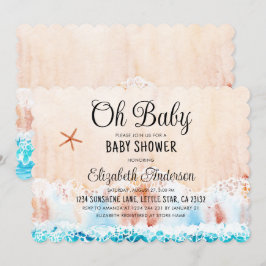 Convites Oh Baby Watercolor Beach Chá de fraldas