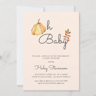 Convites Oh Baby Watercolor Pumpkin Fall Chá de fraldas Rus