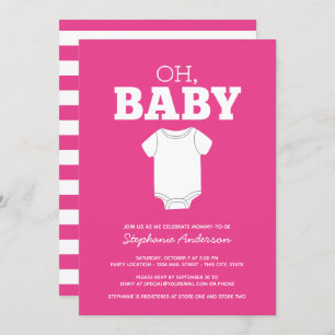 Convites Oh Baby - Whimsical Tee Hot Pink Girl Chá