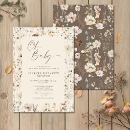Convites Oh Baby Wildflower Rustic Baby Shower
