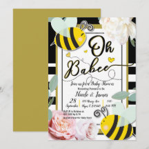 Oh BeBÊ Abelha Floral Amarelo Dourado Chá de Bebê