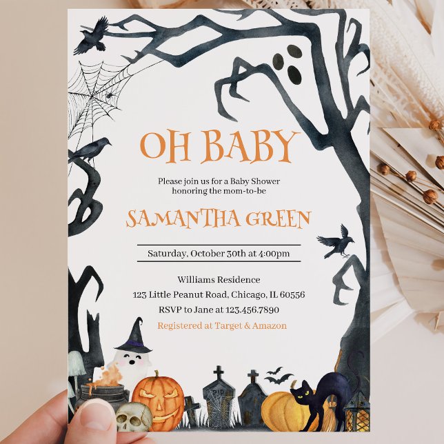 Convites Oh Bebê Assustador Chá de Bebê de Halloween (Criador carregado)