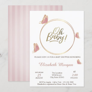 Convites Oh Bebê Borboletas Chá de fraldas