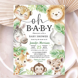 Convites Oh Bebê Jungle Baby Shower Animais da Selva