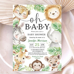 Convites Oh Bebê Jungle Baby Shower Safari Animais